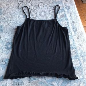 Black tank with ruffled bottom